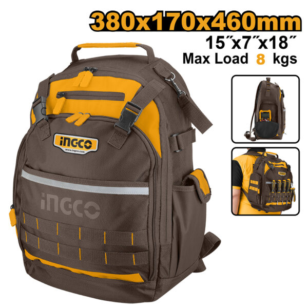 MOCHILA INGCO PORTA HERRAMIENTAS 380X170X460MM - 8 KGS