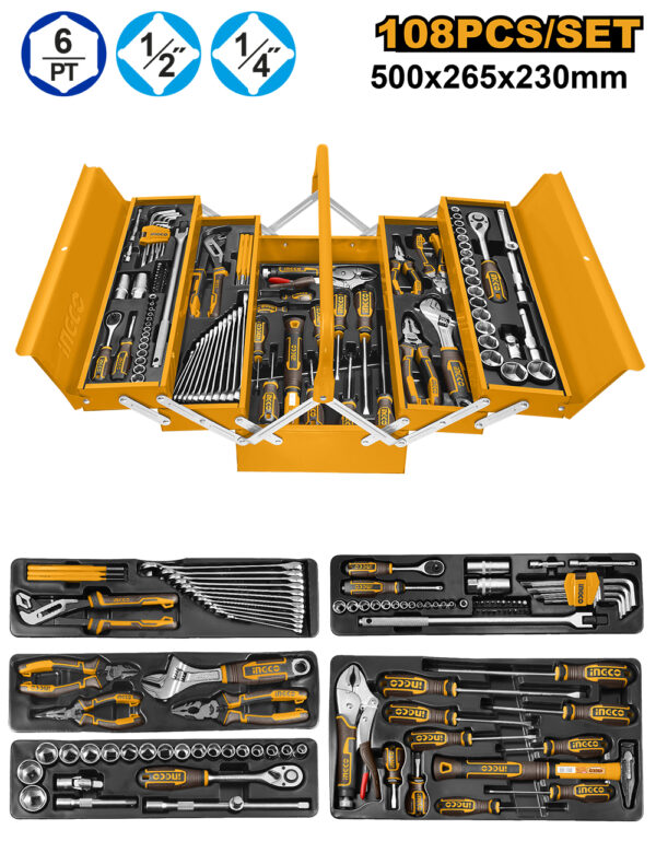 CAJA METALICA INDUSTRIAL 108 HERRAMIENTAS MANUALES