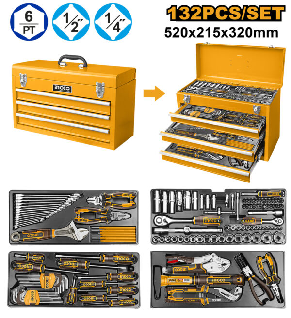 CAJA METALICA INDUSTRIAL 132 HERRAMIENTAS MANUALES